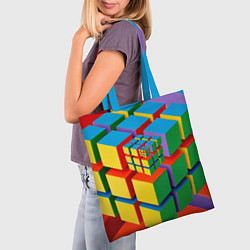 Сумка-шопер Цветные кубики КУБОКУБ, цвет: 3D-принт — фото 2