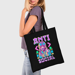 Сумка-шопер Anti Social Антисоциальный, цвет: 3D-принт — фото 2