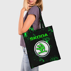 Сумка-шопер SKODA - ЗЕЛЕНЫЕ БРЫЗГИ, цвет: 3D-принт — фото 2