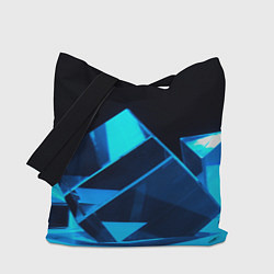 Сумка-шопер Неоновые объёмный куб - Синий, цвет: 3D-принт