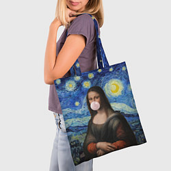 Сумка-шопер Мона Лиза Приколы - Звездная ночь, цвет: 3D-принт — фото 2