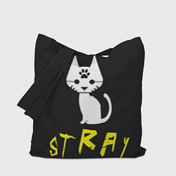 Сумка-шопер Stray - киберпанк кот в минимализме, цвет: 3D-принт