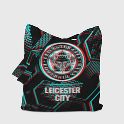 Сумка-шопер Leicester City FC в стиле glitch на темном фоне, цвет: 3D-принт