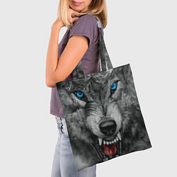Сумка-шопер Агрессивный волк с синими глазами, цвет: 3D-принт — фото 2