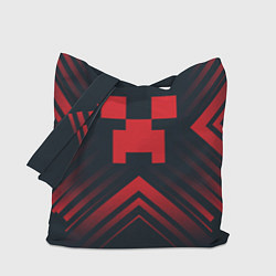 Сумка-шопер Красный символ Minecraft на темном фоне со стрелка, цвет: 3D-принт