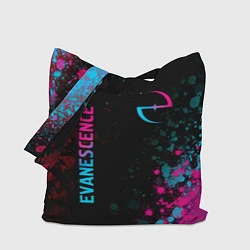 Сумка-шопер Evanescence - neon gradient: символ и надпись верт, цвет: 3D-принт