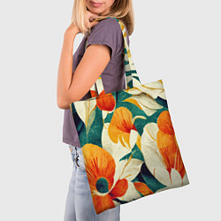 Сумка-шопер Винтажный цветочный рисунок, цвет: 3D-принт — фото 2