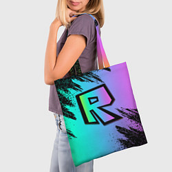 Сумка-шопер Roblox neon logo, цвет: 3D-принт — фото 2