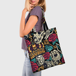 Сумка-шопер Тату алмаза и черепа, цвет: 3D-принт — фото 2