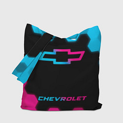 Сумка-шопер Chevrolet - neon gradient: символ, надпись, цвет: 3D-принт