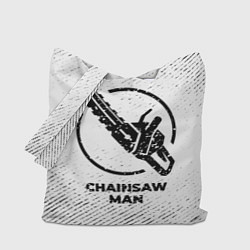 Сумка-шопер Chainsaw Man с потертостями на светлом фоне, цвет: 3D-принт