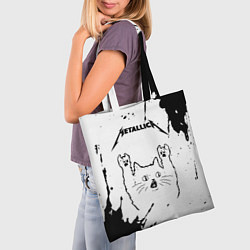 Сумка-шопер Metallica рок кот на светлом фоне, цвет: 3D-принт — фото 2
