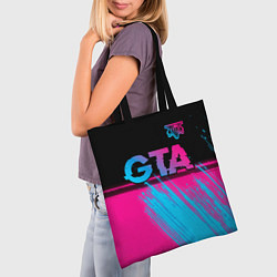 Сумка-шопер GTA - neon gradient: символ сверху, цвет: 3D-принт — фото 2