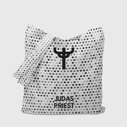 Сумка-шопер Judas Priest glitch на светлом фоне: символ, надпи, цвет: 3D-принт