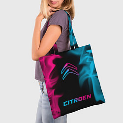 Сумка-шопер Citroen - neon gradient: символ, надпись, цвет: 3D-принт — фото 2