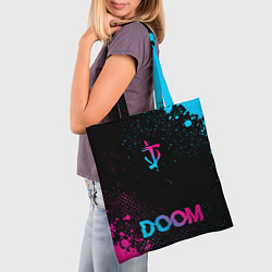 Сумка-шопер Doom - neon gradient: символ, надпись, цвет: 3D-принт — фото 2