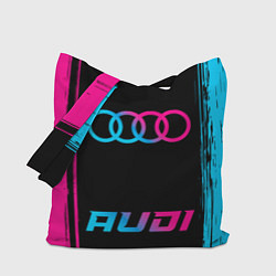 Сумка-шопер Audi - neon gradient: символ, надпись, цвет: 3D-принт