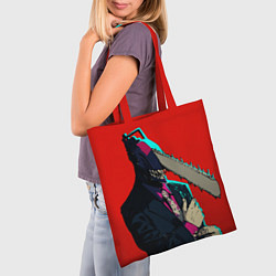 Сумка-шопер Человек бензопила в деловом костюме, цвет: 3D-принт — фото 2