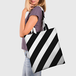 Сумка-шопер Черно белые полоски, цвет: 3D-принт — фото 2