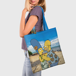 Сумка-шопер Гомер Симпсон танцует с Мардж на пляже, цвет: 3D-принт — фото 2