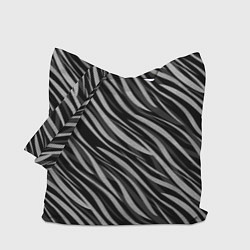 Сумка-шопер Полосатый черно-серый узор Зебра, цвет: 3D-принт