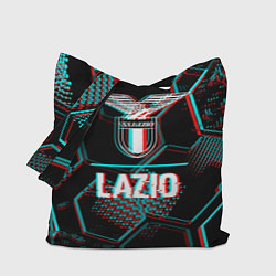 Сумка-шопер Lazio FC в стиле glitch на темном фоне, цвет: 3D-принт