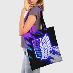 Сумка-шопер Attack on Titan - logo neon, цвет: 3D-принт — фото 2