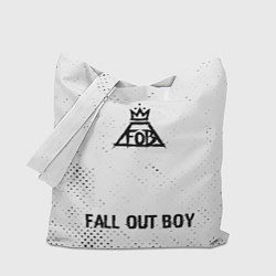 Сумка-шопер Fall Out Boy glitch на светлом фоне: символ, надпи, цвет: 3D-принт