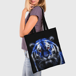 Сумка-шопер Синий неоновый тигр, цвет: 3D-принт — фото 2