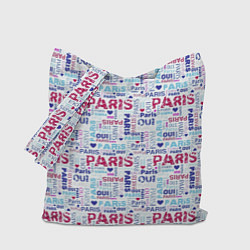 Сумка-шопер Парижская бумага с надписями - текстура, цвет: 3D-принт