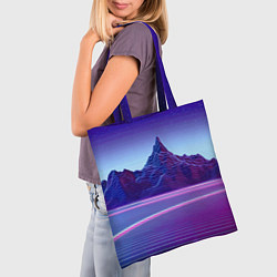 Сумка-шопер Neon mountains - Vaporwave, цвет: 3D-принт — фото 2
