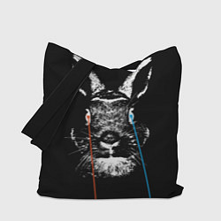 Сумка-шопер Черный кролик стреляет лазерами из глаз, цвет: 3D-принт