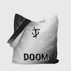 Сумка-шопер Doom glitch на светлом фоне: символ, надпись, цвет: 3D-принт