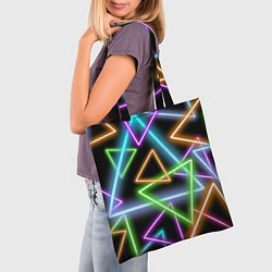 Сумка-шопер Неоновые треугольники - текстура, цвет: 3D-принт — фото 2
