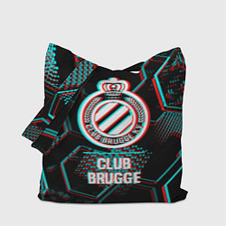 Сумка-шопер Club Brugge FC в стиле glitch на темном фоне, цвет: 3D-принт