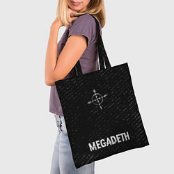 Сумка-шопер Megadeth glitch на темном фоне: символ, надпись, цвет: 3D-принт — фото 2