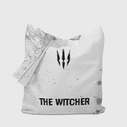 Сумка-шопер The Witcher glitch на светлом фоне: символ, надпис, цвет: 3D-принт