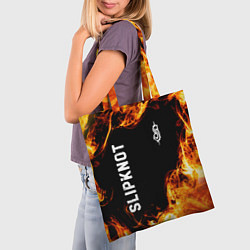Сумка-шопер Slipknot и пылающий огонь, цвет: 3D-принт — фото 2