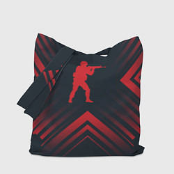 Сумка-шопер Красный символ Counter Strike на темном фоне со ст, цвет: 3D-принт