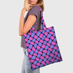 Сумка-шопер Фиолетово-сиреневая плетёнка - оптическая иллюзия, цвет: 3D-принт — фото 2