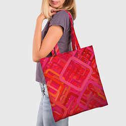Сумка-шопер Красные абстрактные геометрические ромбы, цвет: 3D-принт — фото 2