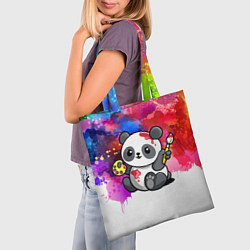Сумка-шопер Милый пандёныш - великий художник, цвет: 3D-принт — фото 2