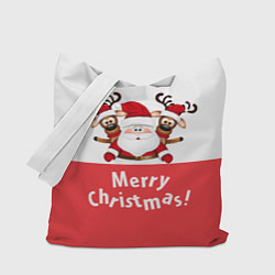 Сумка-шопер Дед Мороз с оленями, цвет: 3D-принт