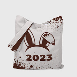 Сумка-шопер Кролик НГ ободок на светлом, цвет: 3D-принт