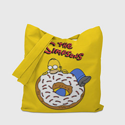 Сумка-шопер Гомер Симпсон ест пончик, цвет: 3D-принт