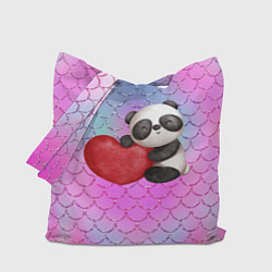 Сумка-шопер Милая панда с сердечком, цвет: 3D-принт