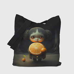 Сумка-шопер Девочка с мандарином в руках, цвет: 3D-принт