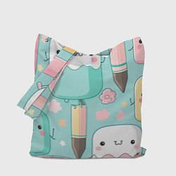 Сумка-шопер Милые предметы с лицами, цвет: 3D-принт