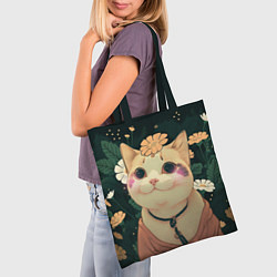 Сумка-шопер Смущённый мемный котик, цвет: 3D-принт — фото 2