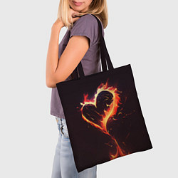 Сумка-шопер Арт нейросети пламенное сердце, цвет: 3D-принт — фото 2